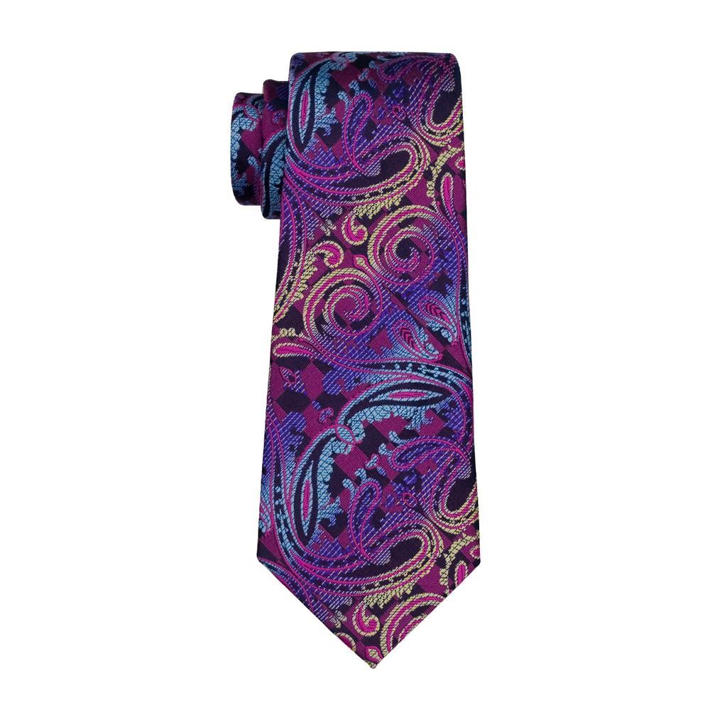 Blue Purple Paisley Silk Tie, Pocket Square and Cufflinks Set tie sets - Sophisticated Gentlemen