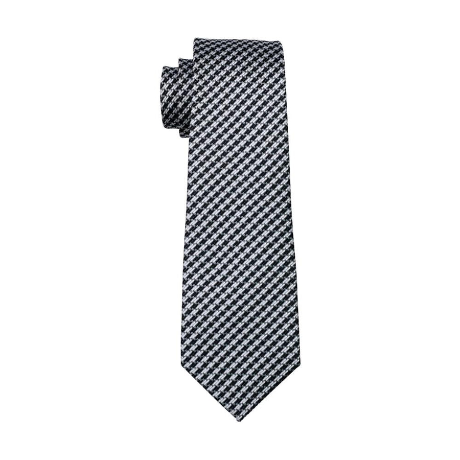 White and Black Houndstooth XL Tie, Pocket Square and Cufflinks tie sets - Sophisticated Gentlemen
