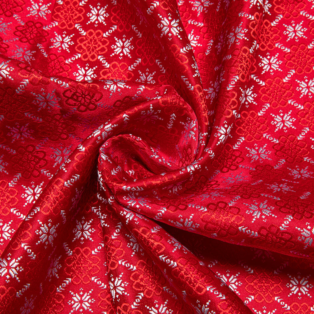 Red and White Christmas Silk Scarf with Festive Pattern Scarf - Sophisticated Gentlemen