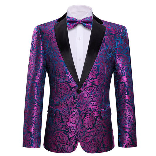 Purple and Blue Paisley Tuxedo Jacket tuxedo S (38)   - Sophisticated Gentlemen