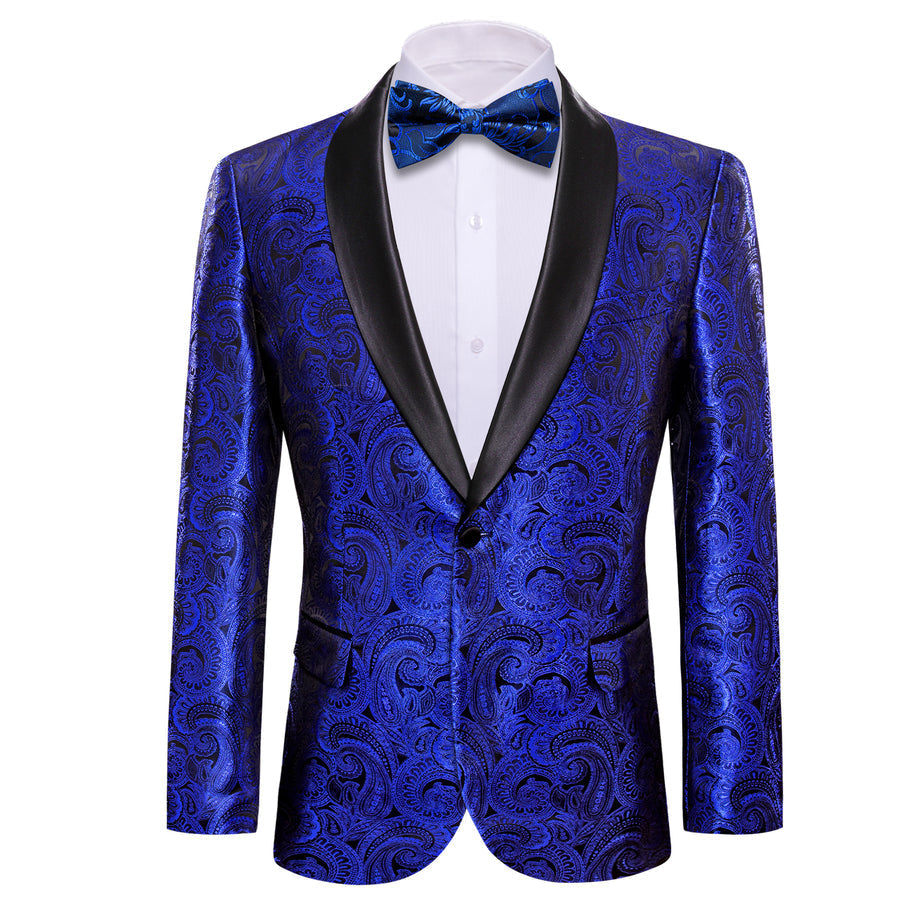 Klein Blue Black Paisley Men's Tuxedo Jacket tuxedo S (38) - Sophisticated Gentlemen