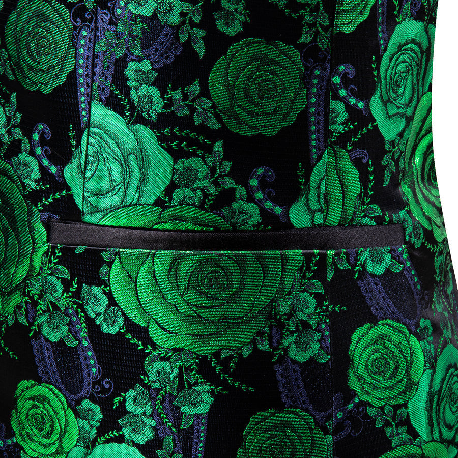 Green Navy Floral Rose Men's Tuxedo Jacket tuxedo - Sophisticated Gentlemen