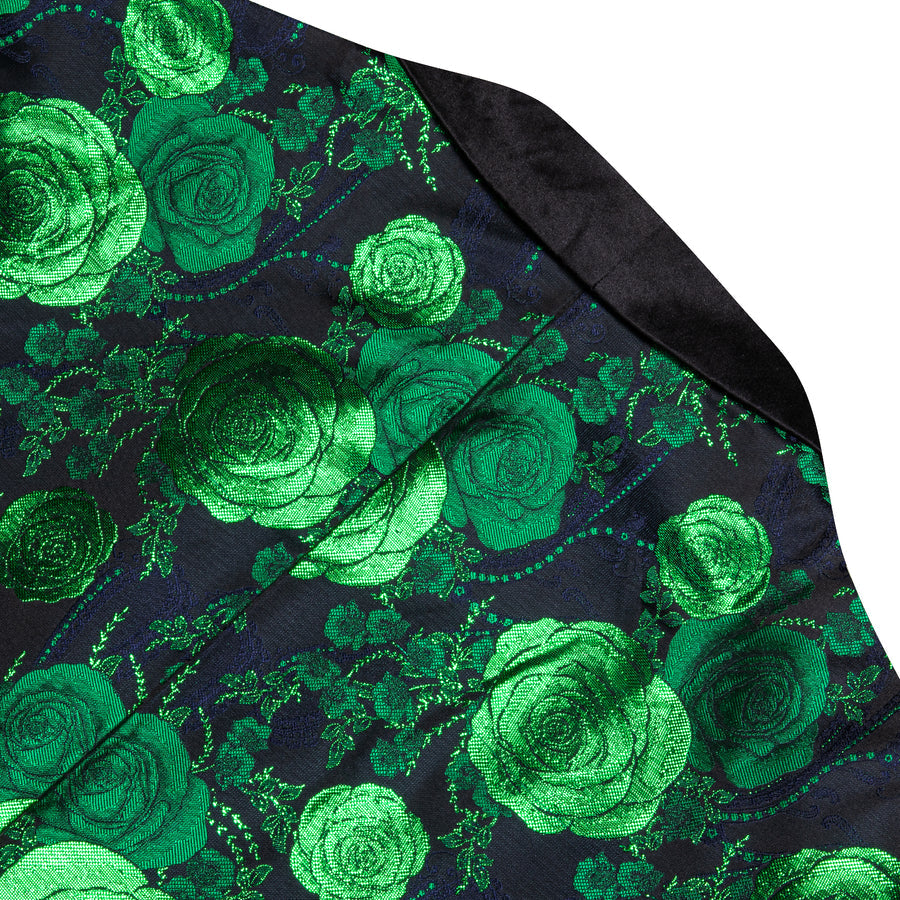 Green Navy Floral Rose Men's Tuxedo Jacket tuxedo - Sophisticated Gentlemen
