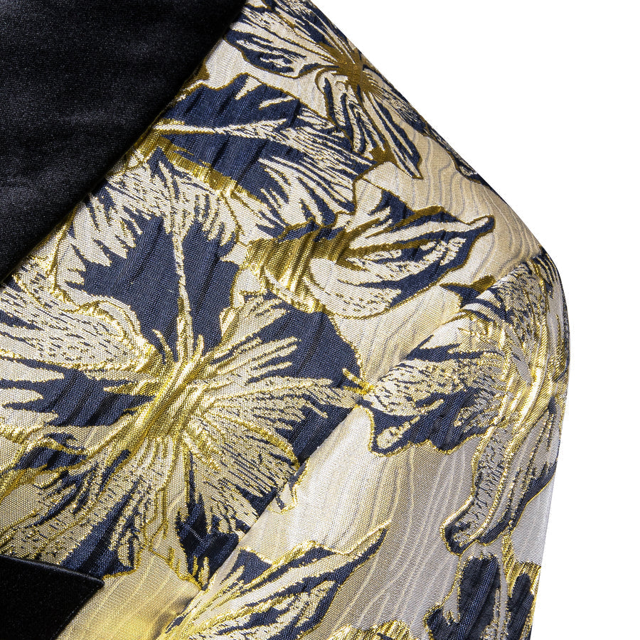 Moccasin Blue Gray Floral Men's Tuxedo Jacket tuxedo - Sophisticated Gentlemen