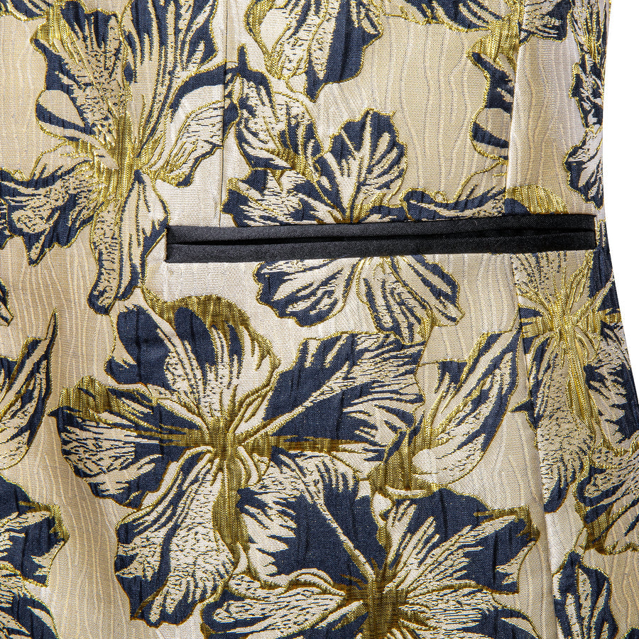 Moccasin Blue Gray Floral Men's Tuxedo Jacket tuxedo - Sophisticated Gentlemen