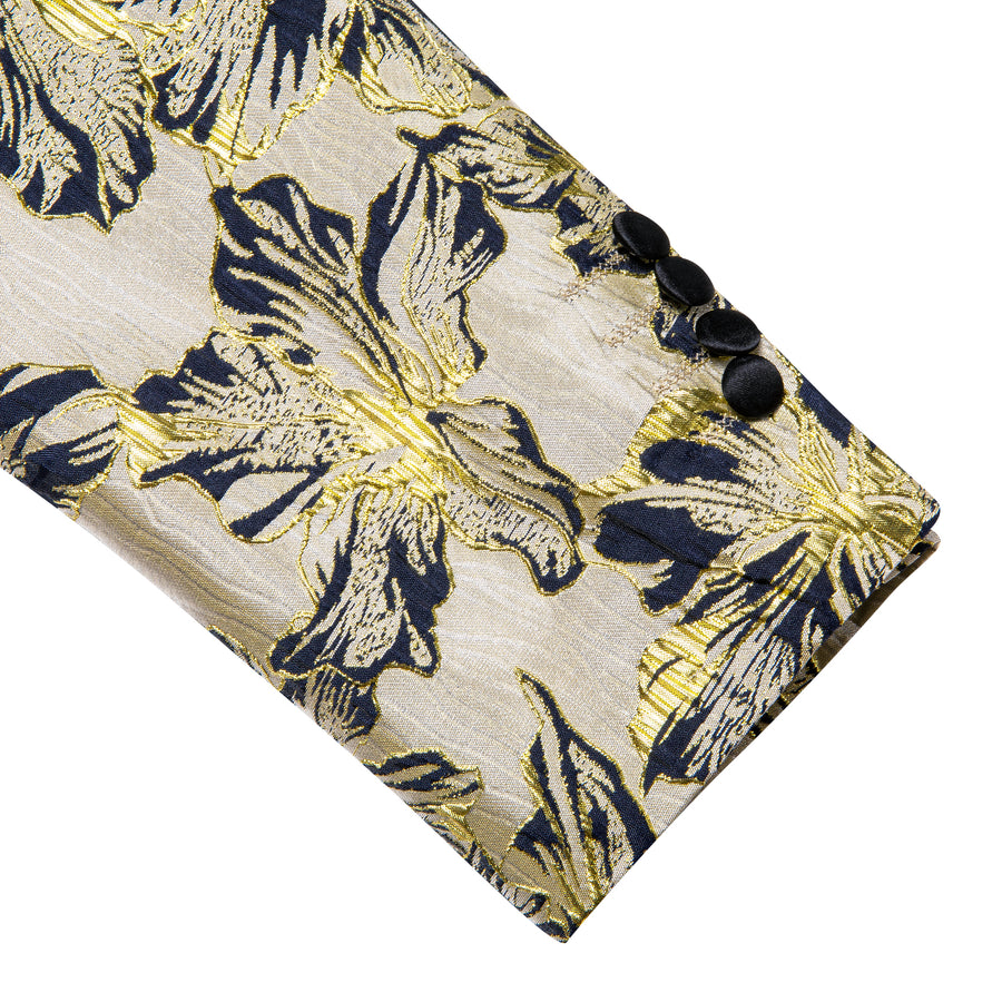 Moccasin Blue Gray Floral Men's Tuxedo Jacket tuxedo - Sophisticated Gentlemen