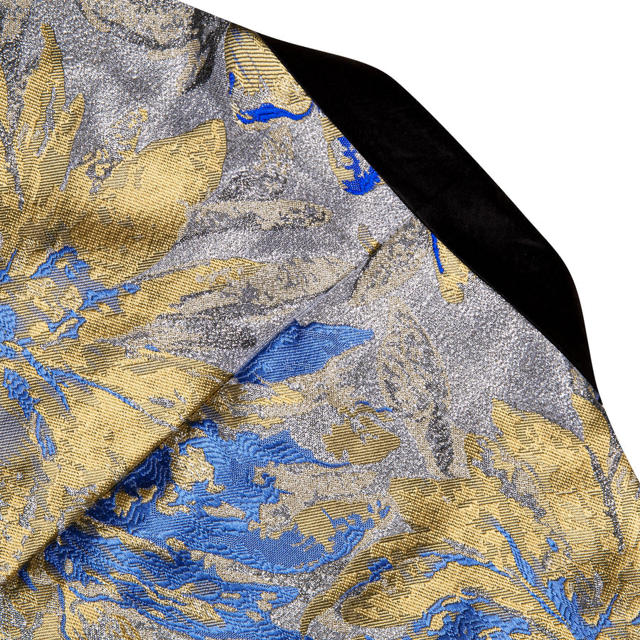 Silver Blue Dark Khaki Floral Men's Tuxedo Jacket tuxedo - Sophisticated Gentlemen