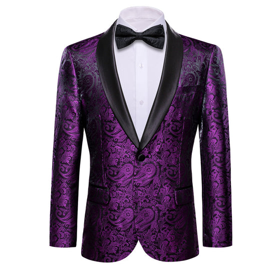 Luxury Purple Paisley Men's Tuxedo Jacket tuxedo S (38)   - Sophisticated Gentlemen
