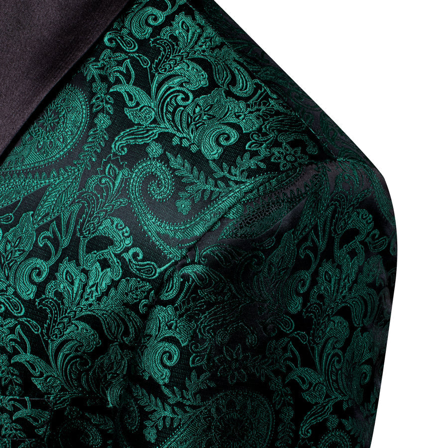 Sapphire Pine Green Black Paisley Shawl Collar Men's Tuxedo Jacket tuxedo - Sophisticated Gentlemen