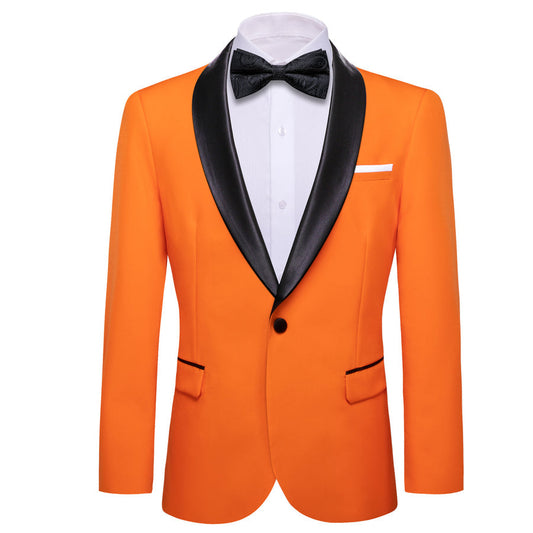 Orange Solid Shawl Lapel Suit Men's Tuxedo Jacket tuxedo S (38)   - Sophisticated Gentlemen