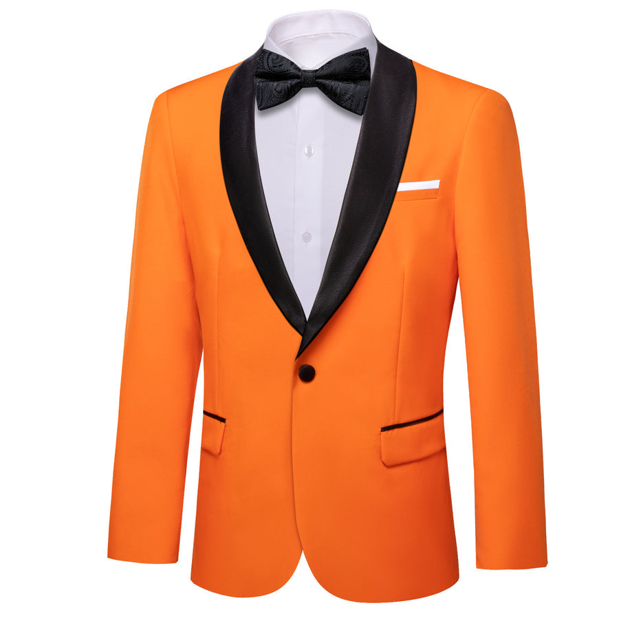 Orange Solid Shawl Lapel Suit Men's Tuxedo Jacket tuxedo - Sophisticated Gentlemen