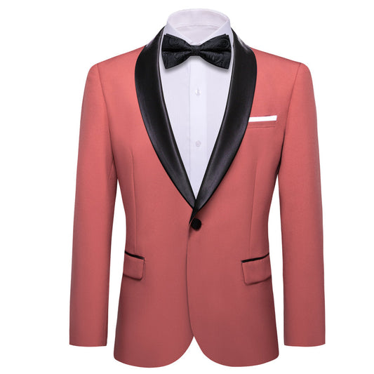 Blush Red Solid Shawl Lapel Suit Men's Tuxedo Jacket tuxedo S (38)   - Sophisticated Gentlemen