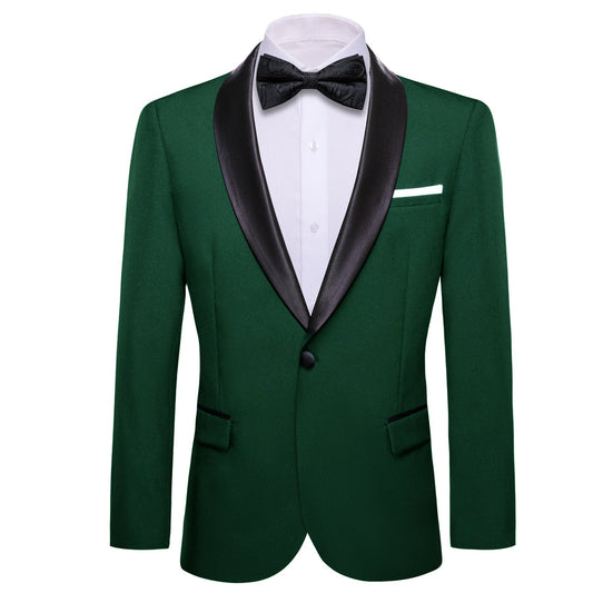 Sapphire Pine Green Solid Shawl Collar Lapel Suit Men's Tuxedo Jacket tuxedo S (38)   - Sophisticated Gentlemen