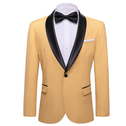 Classic Latte Solid Shawl Lapel Suit Men's Tuxedo Jacket tuxedo S (38)   - Sophisticated Gentlemen