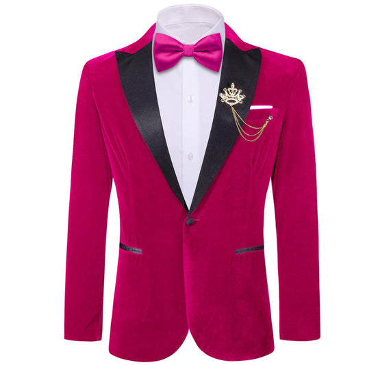 Ruby Pink Solid Silk Peak Collar Slim Blazer Suit Men's Tuxedo Jacket tuxedo S (38)   - Sophisticated Gentlemen