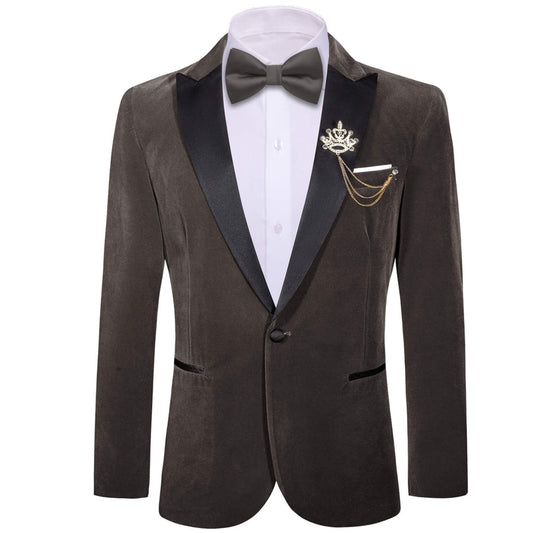 Ash Gray Solid Silk Suit Men's Tuxedo Jacket tuxedo S (38)   - Sophisticated Gentlemen