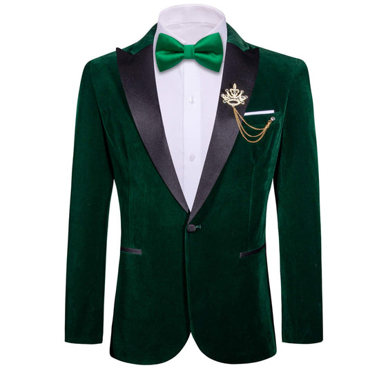 Dark Green Solid Silk Men's Tuxedo Jacket tuxedo S (38)   - Sophisticated Gentlemen
