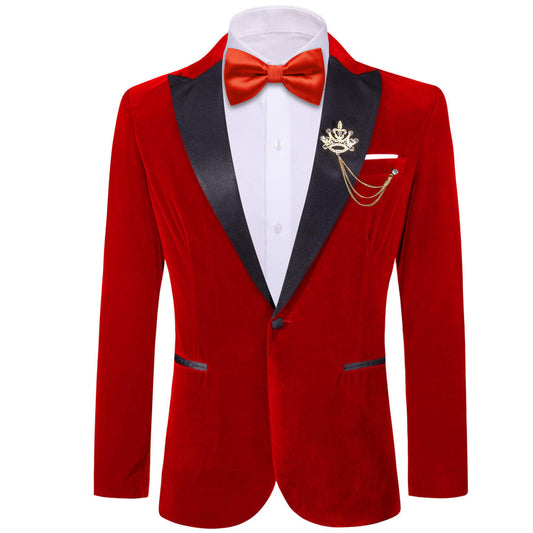 Red Solid Silk Men's Tuxedo Jacket tuxedo S (38)   - Sophisticated Gentlemen