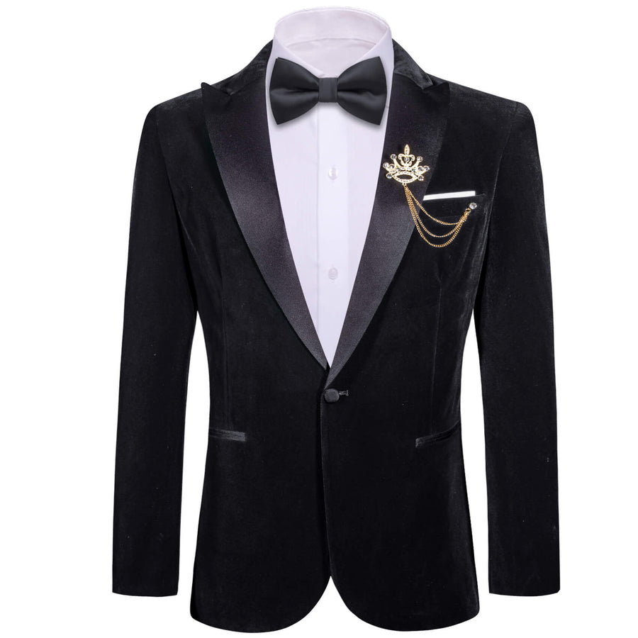Black Solid Silk Slim Men's Blazer Suit Tuxedo Jacket tuxedo S (38) - Sophisticated Gentlemen