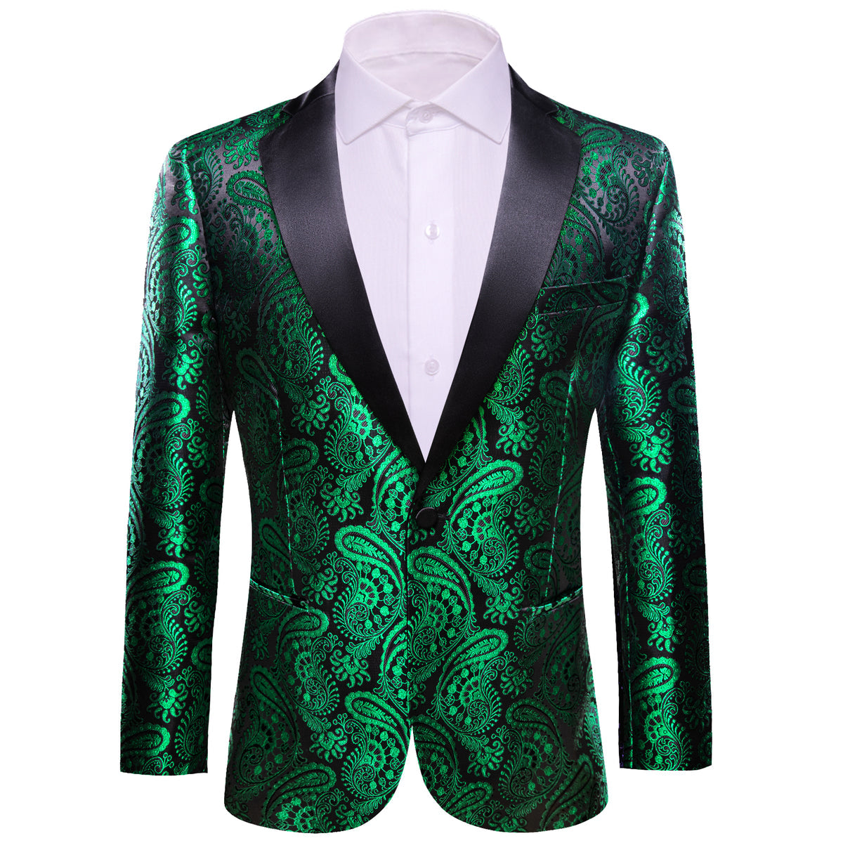 Green and Black Paisley Tuxedo Jacket tuxedo S (38) - Sophisticated Gentlemen