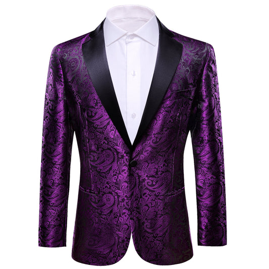Purple and Black Paisley Tuxedo Jacket tuxedo S (38)   - Sophisticated Gentlemen