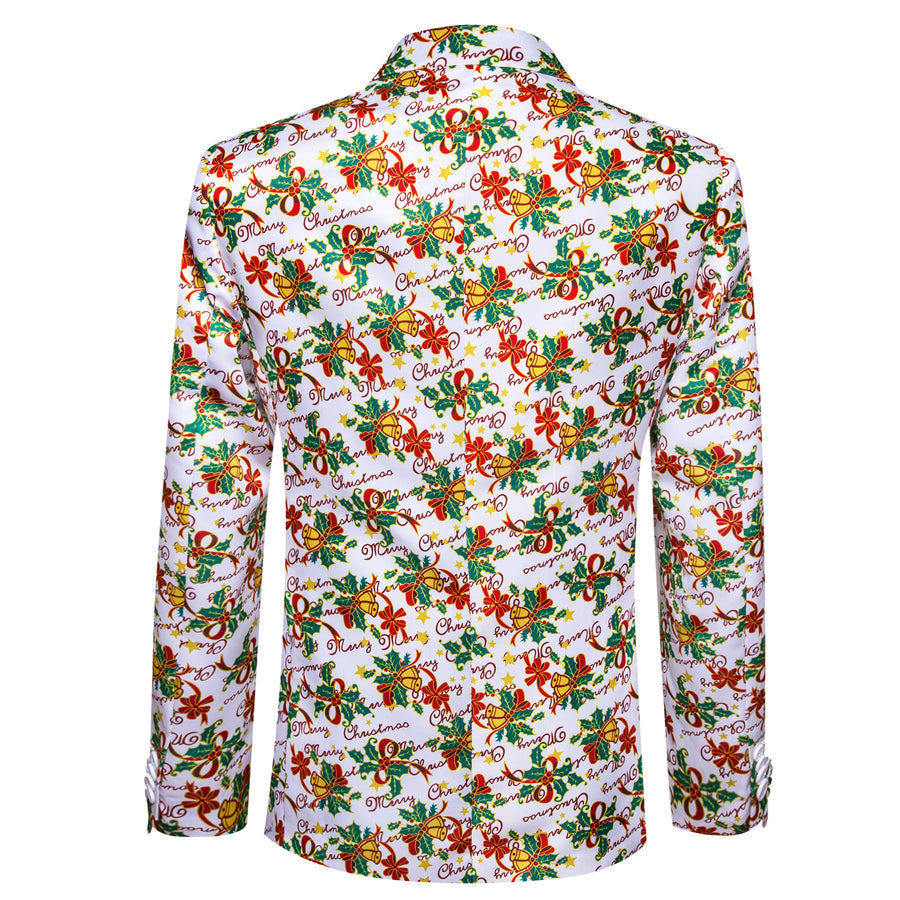 White Green Mistletoe Christmas Men's Tuxedo Jacket tuxedo - Sophisticated Gentlemen
