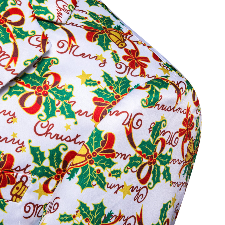 White Green Mistletoe Christmas Men's Tuxedo Jacket tuxedo - Sophisticated Gentlemen