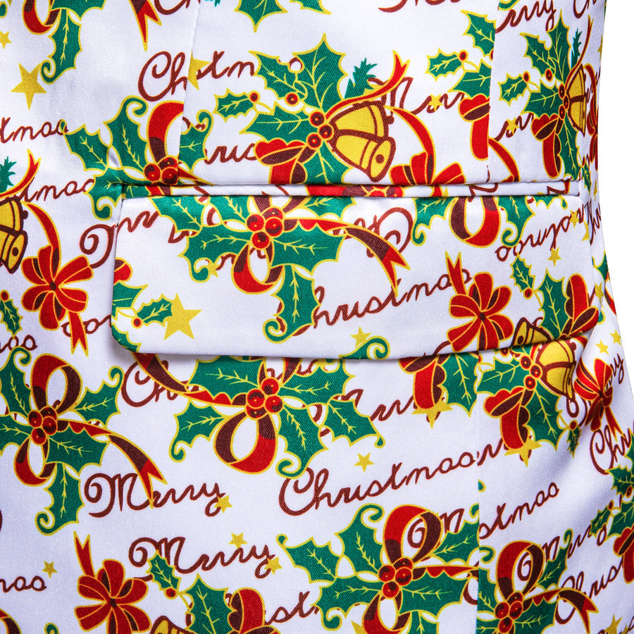 White Green Mistletoe Christmas Men's Tuxedo Jacket tuxedo - Sophisticated Gentlemen