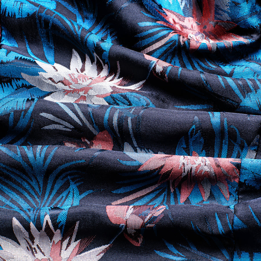 Black Blue White Epiphyllum Floral Men's Tuxedo Jacket tuxedo - Sophisticated Gentlemen