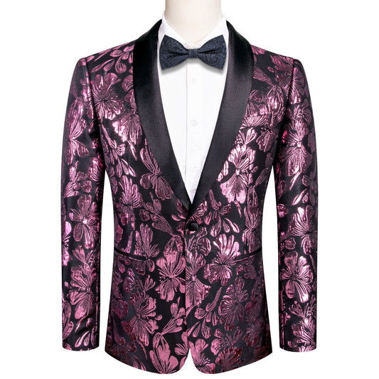 Pink Floral Tuxedo Jacket tuxedo S (38)   - Sophisticated Gentlemen