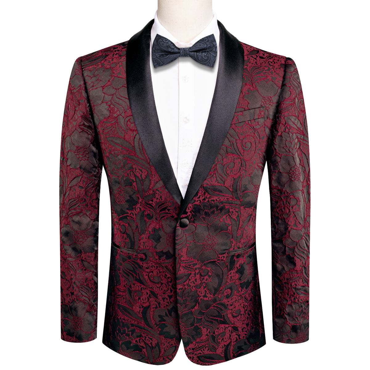 Brown and Red Floral Tuxedo Jacket tuxedo S (38) - Sophisticated Gentlemen