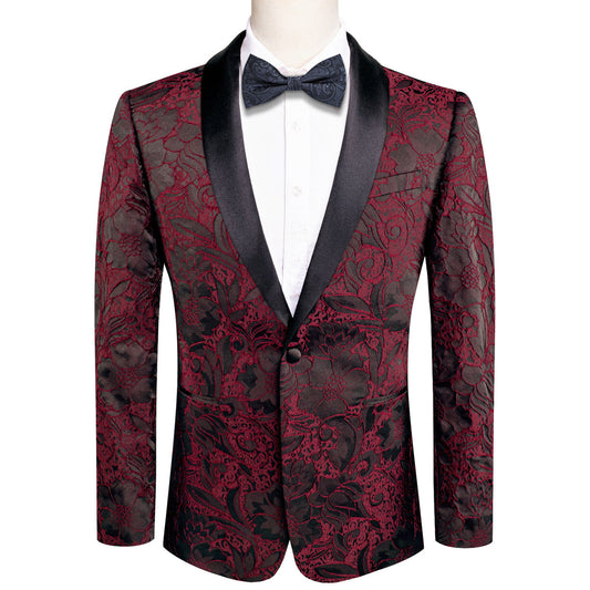 Brown and Red Floral Tuxedo Jacket tuxedo S (38)   - Sophisticated Gentlemen