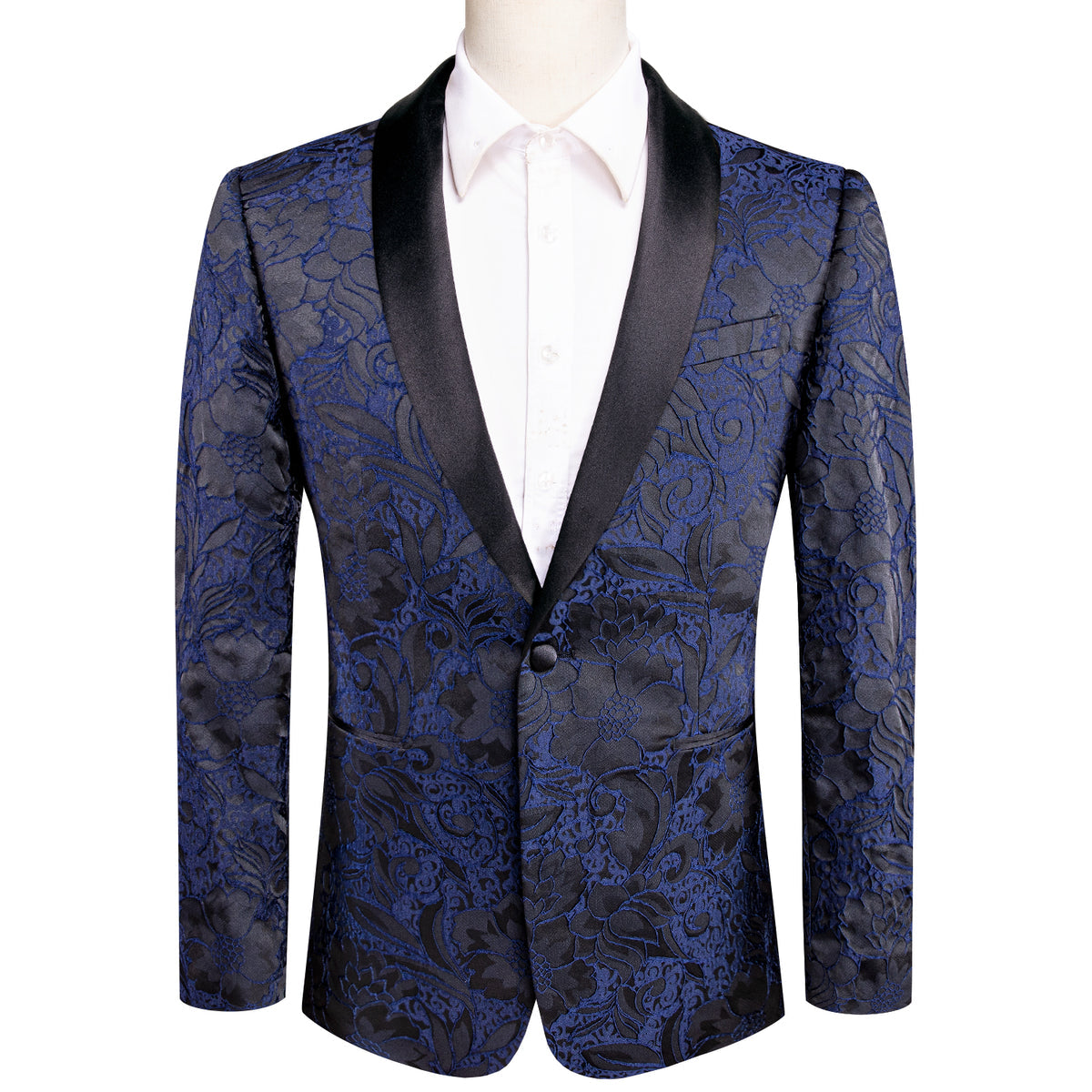 Blue and Black Floral Tuxedo Jacket tuxedo - Sophisticated Gentlemen