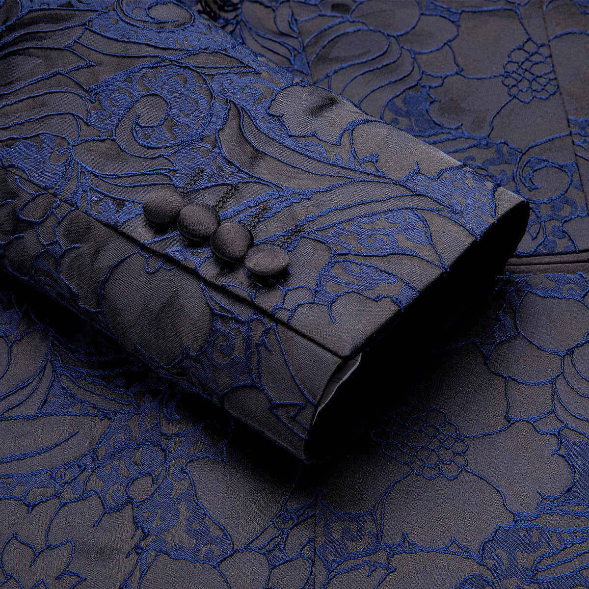 Blue and Black Floral Tuxedo Jacket tuxedo - Sophisticated Gentlemen