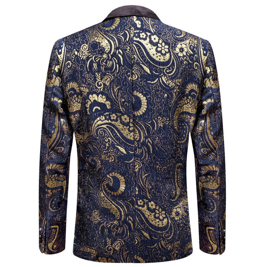 Luxury Navy Blue Floral Men's Tuxedo Jacket tuxedo - Sophisticated Gentlemen