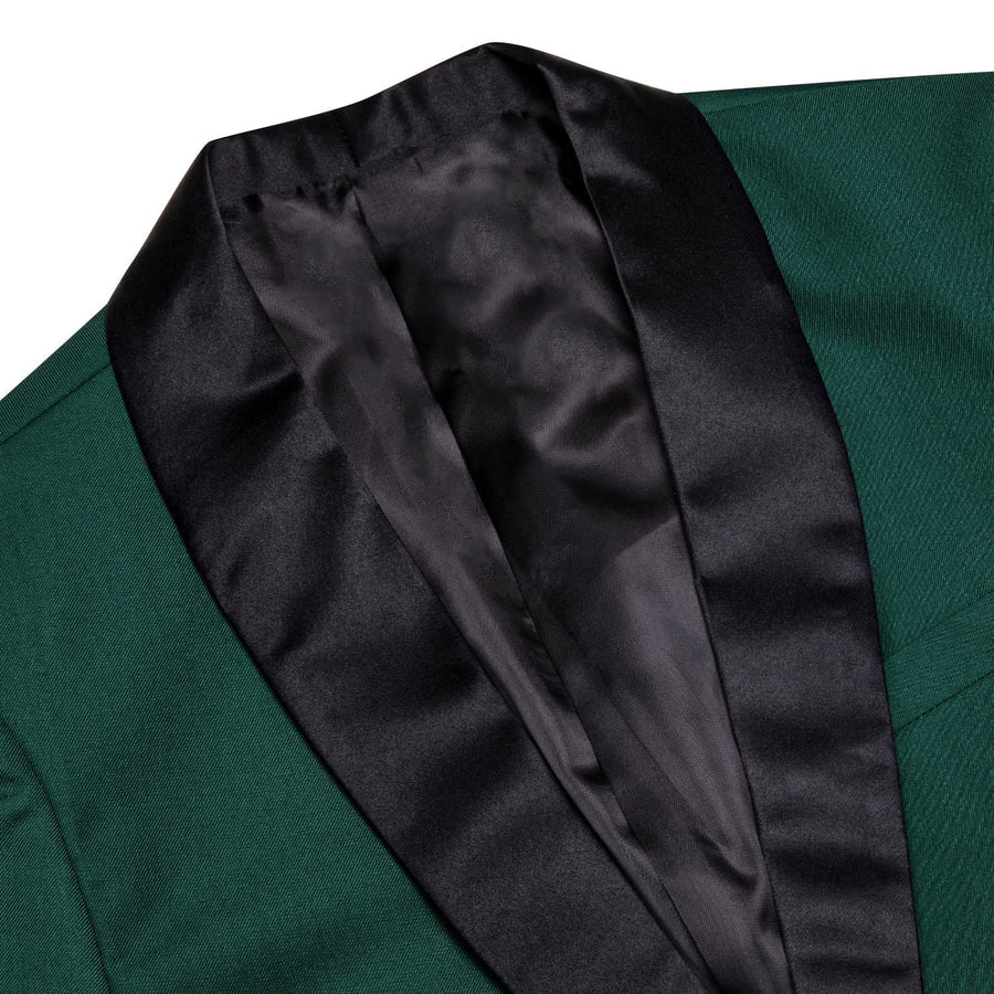 Sapphire Pine Green Solid Shawl Collar Silk Tuxedo Jacket tuxedo - Sophisticated Gentlemen