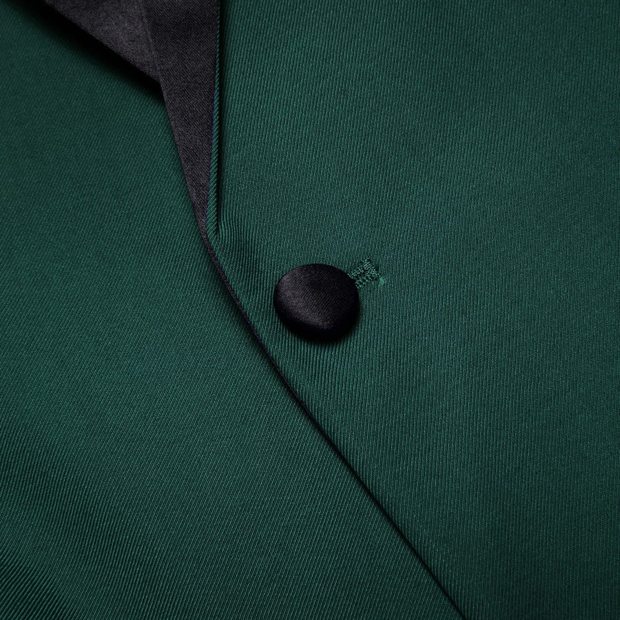 Sapphire Pine Green Solid Shawl Collar Silk Tuxedo Jacket tuxedo - Sophisticated Gentlemen