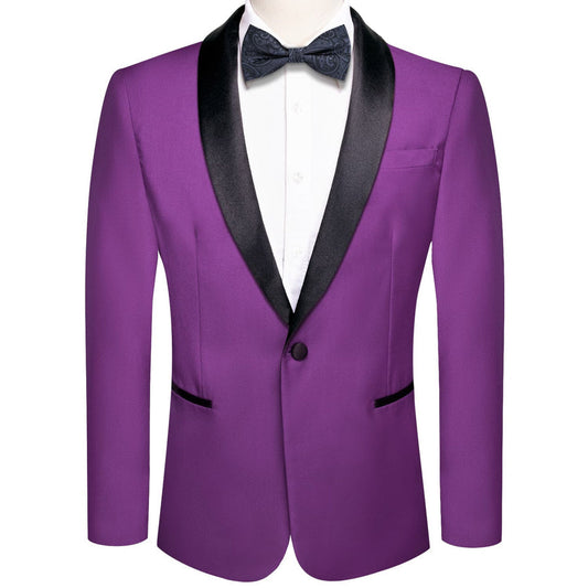 Purple Solid Shawl Collar Silk Tuxedo Jacket tuxedo S (38)   - Sophisticated Gentlemen