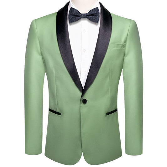 Pale Green Solid Shawl Collar Silk Tuxedo Jacket tuxedo S (38)   - Sophisticated Gentlemen