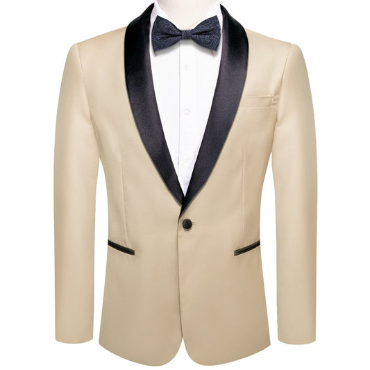 Champagne Solid Shawl Collar Silk Tuxedo Jacket tuxedo S (38)   - Sophisticated Gentlemen
