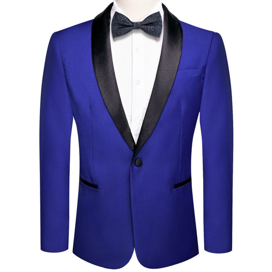 Cobalt Blue Solid Shawl Collar Silk Tuxedo Jacket tuxedo S (38)   - Sophisticated Gentlemen