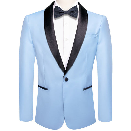 Arctic Blue Solid Shawl Collar Silk Tuxedo Jacket tuxedo S (38)   - Sophisticated Gentlemen