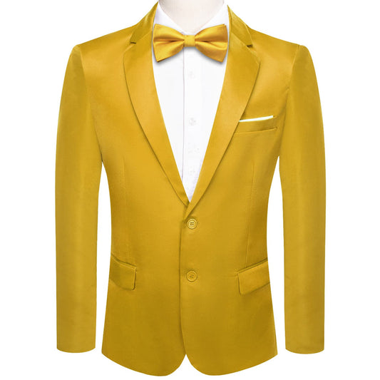 Yellow Satin Notched Collar Suit Tuxedo Jacket tuxedo S (38)   - Sophisticated Gentlemen