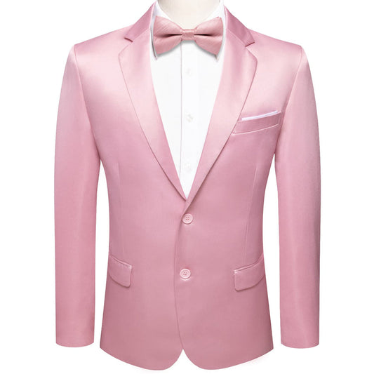 Pink Satin Notched Collar Suit Tuxedo Jacket tuxedo S (38)   - Sophisticated Gentlemen