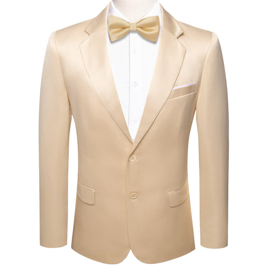 Champagne Satin Notched Collar Suit Tuxedo Jacket tuxedo S (38)   - Sophisticated Gentlemen