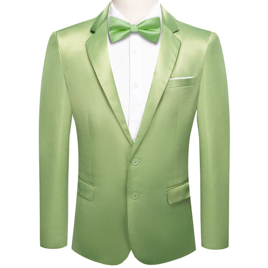 Pear Green Satin Notched Collar Suit Tuxedo Jacket tuxedo S (38)   - Sophisticated Gentlemen