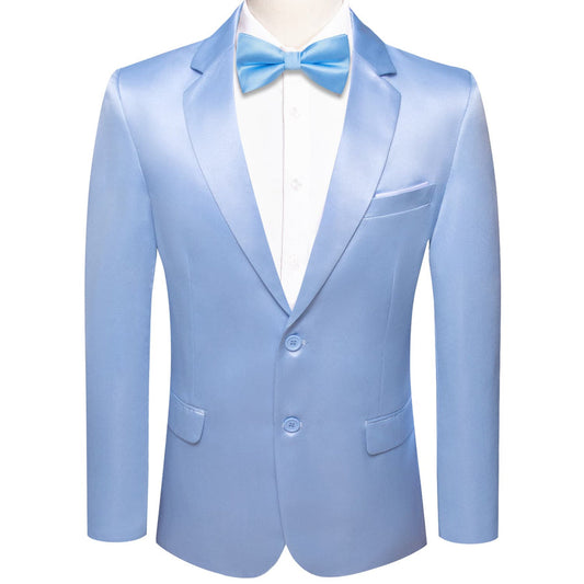 Arctic Blue Satin Notched Collar Suit Tuxedo Jacket tuxedo S (38)   - Sophisticated Gentlemen