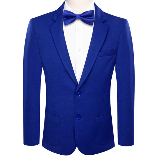 Navy Blue Solid Notched Collar Silk Suit Tuxedo Jacket tuxedo S (38)   - Sophisticated Gentlemen