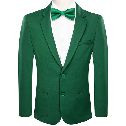 Green Solid Notched Collar Silk Suit Tuxedo Jacket tuxedo S (38)   - Sophisticated Gentlemen