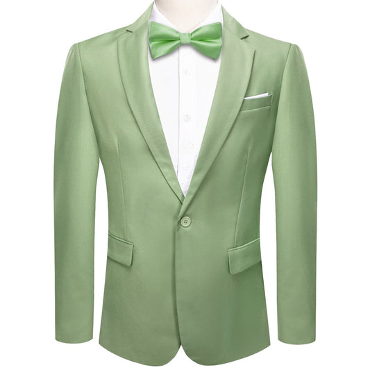 Sage Green Notched Collar Silk Suit Tuxedo Jacket tuxedo S (38)   - Sophisticated Gentlemen